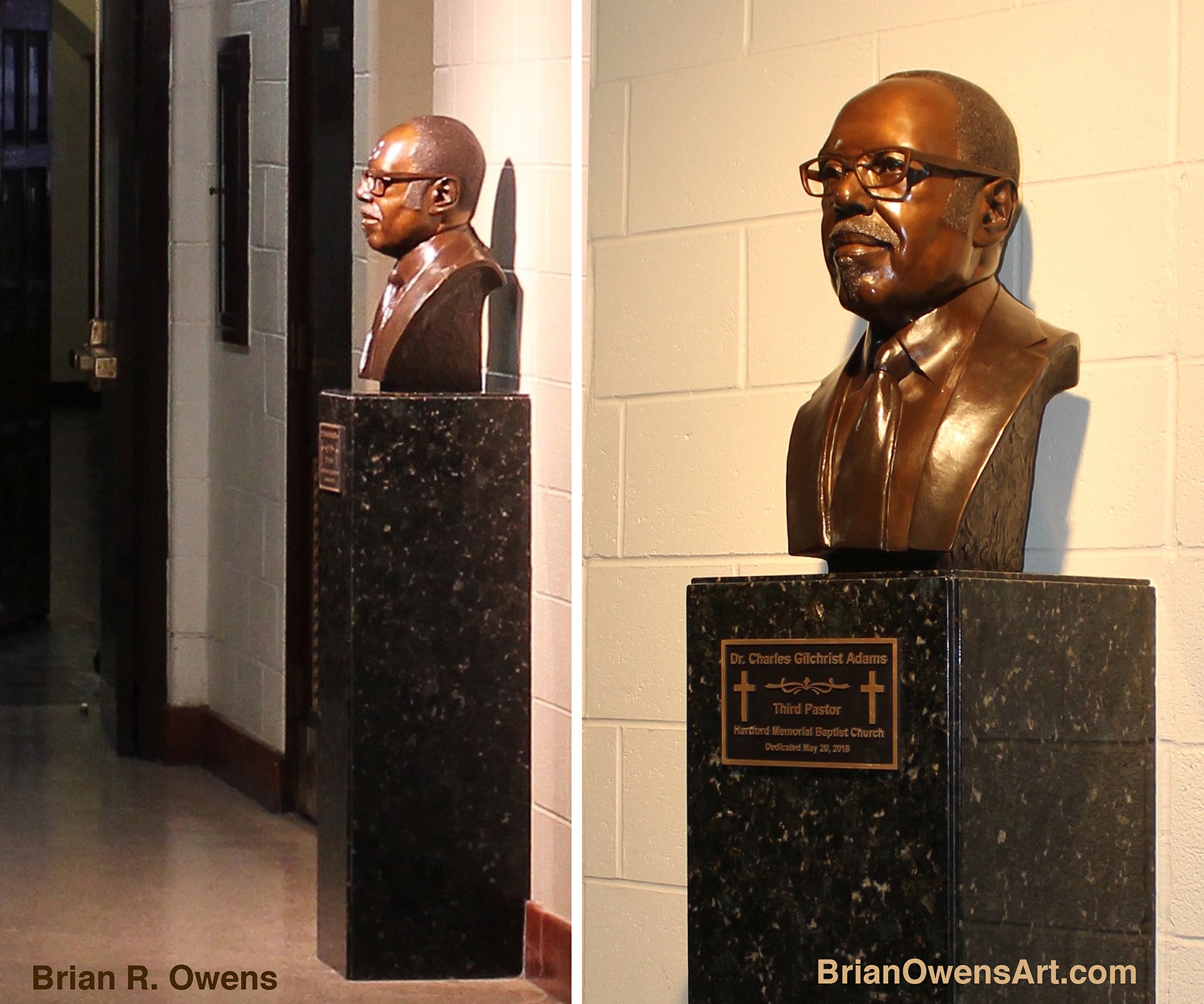 Bust of Dr. Charles G. Adams, installed